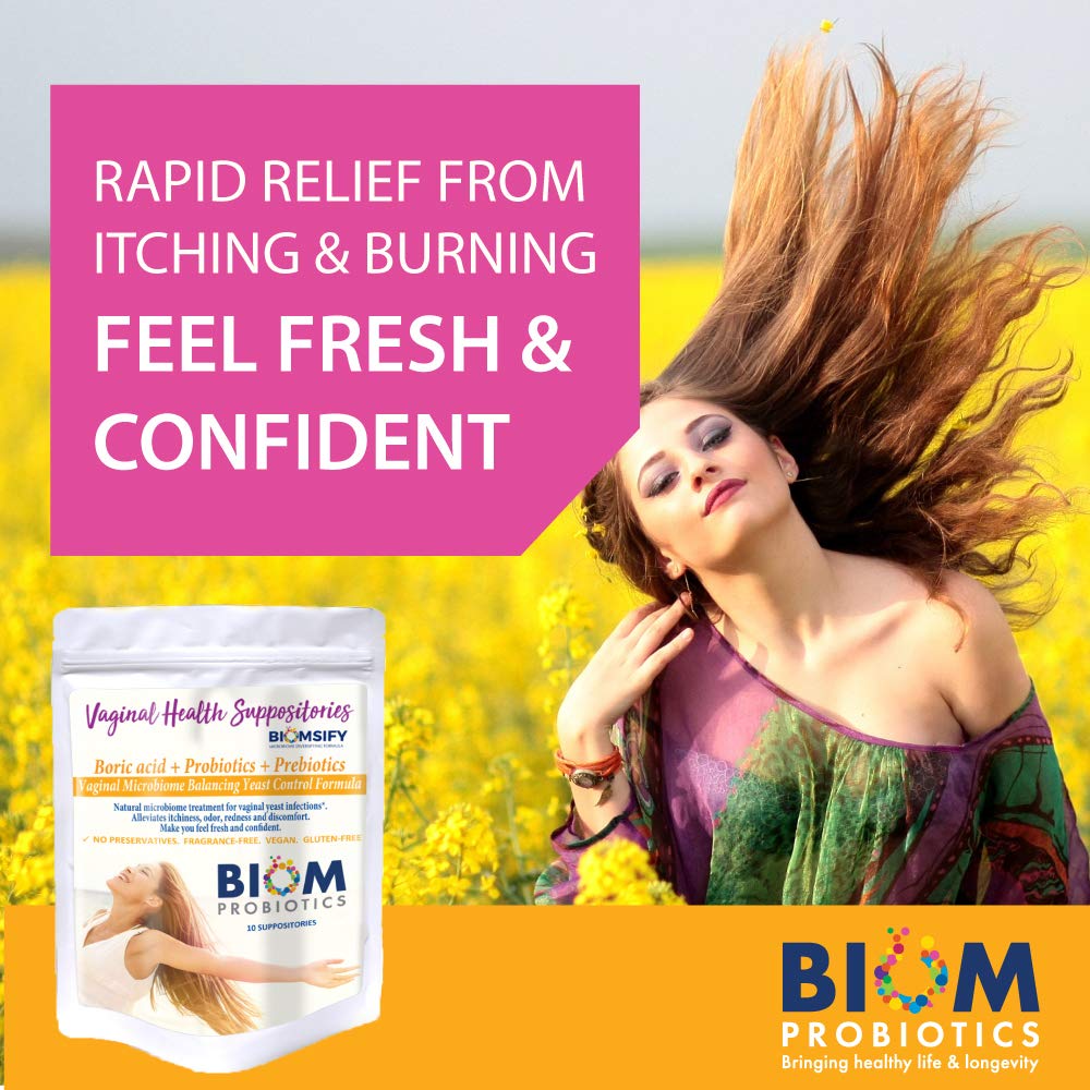 Biom Probiotics Boric Acid Suppositories for Feminine Health - 10 Count - image 8