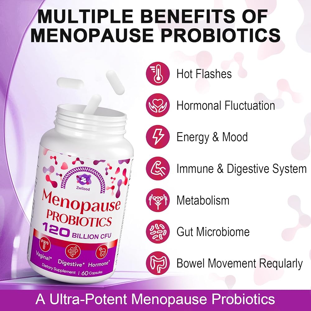 Zwllood Menopause Probiotics for Night Sweats & Mood - 60 Capsules - image 3