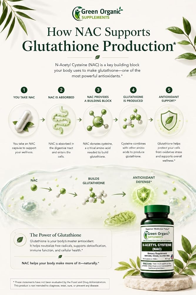 Green Organic Supplements' N-Acetyl Cysteine (NAC)
