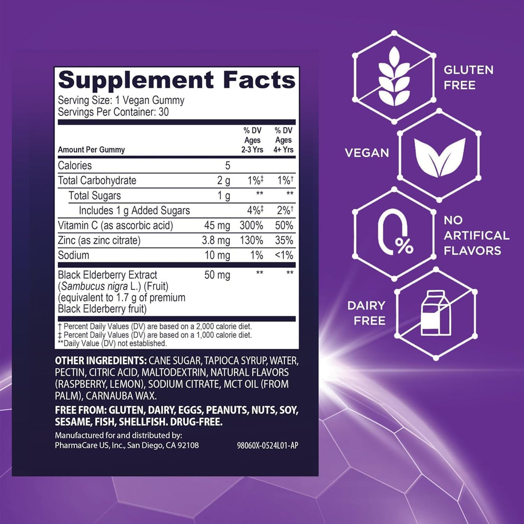 Sambucol Black Elderberry Gummies for Kids, Low Sugar - 30 Count - image 4