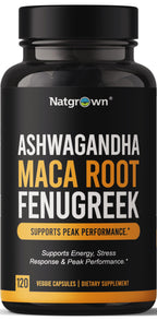 Natgrown Ashwagandha Maca Root Fenugreek Capsules - 120 Count