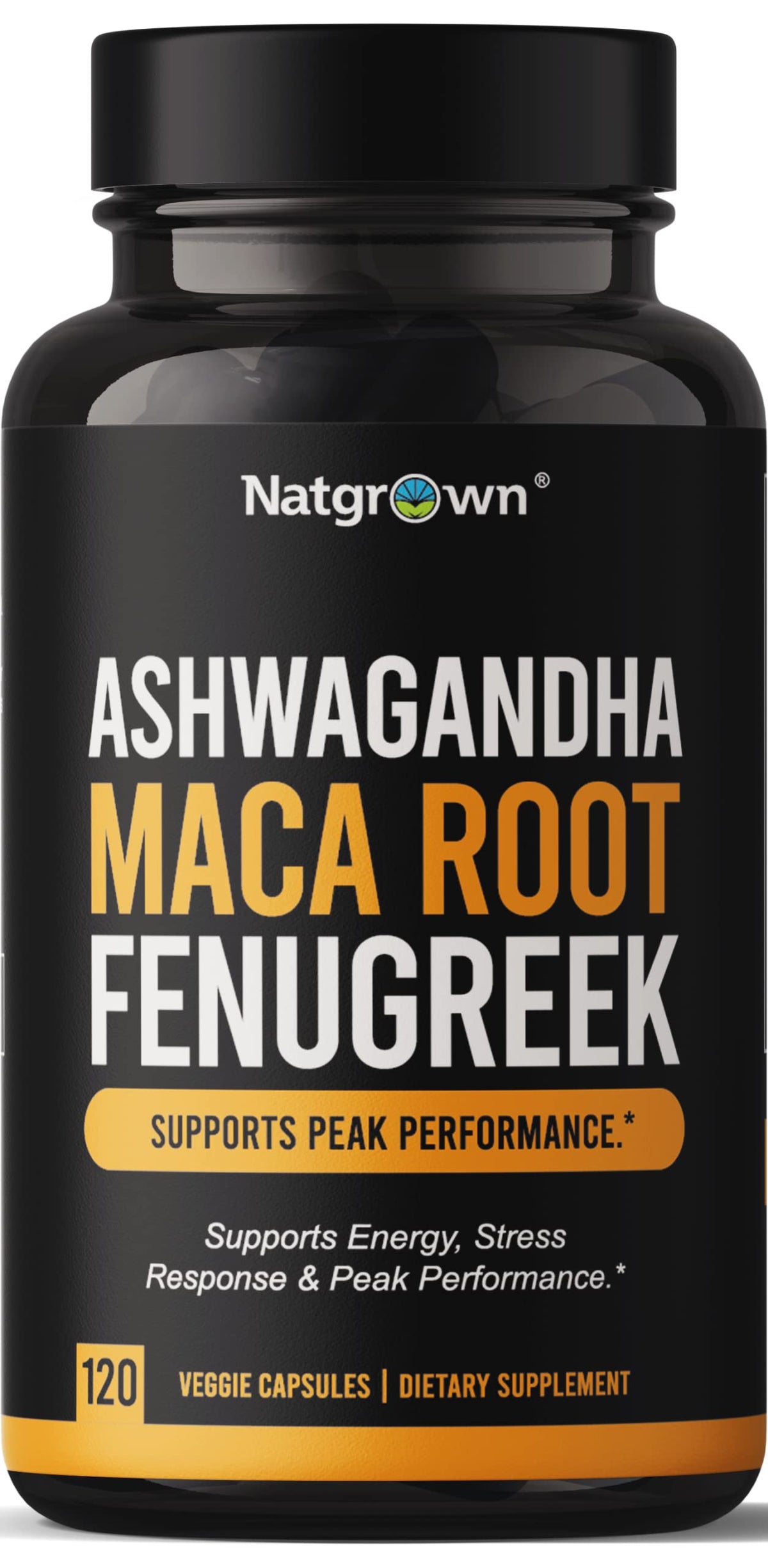 Natgrown Ashwagandha Maca Root Fenugreek Capsules - 120 Count