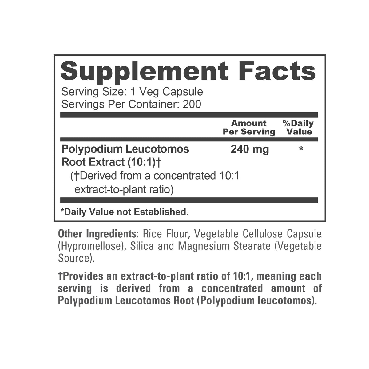 NusaPure Polypodium 240mg Vegan - 200 Vegetarian Capsules - image 3