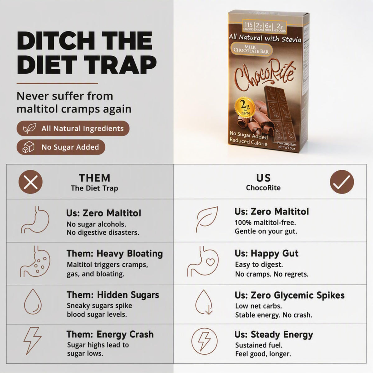 ChocoRite Sugar-Free Milk Chocolate Bar - 5 Ounce - image 2