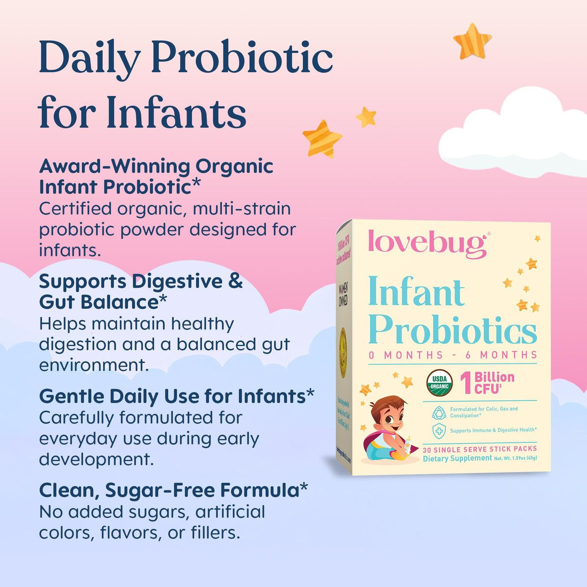 Lovebug Infant Probiotics 0-6 Months Powder - 60 Count - image 3