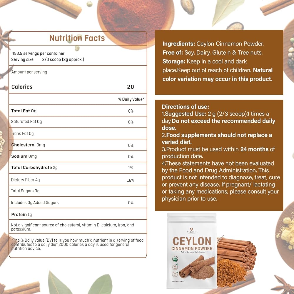 VELOTO Organic Ceylon Cinnamon Powder - 2 lb - image 2