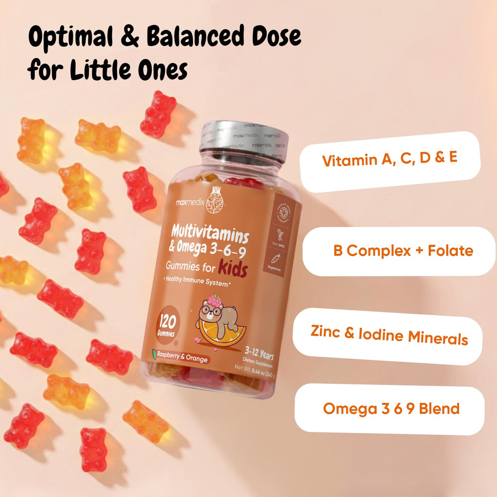 maxmedix Kids Multivitamin Gummies with Omega 3 6 9 - 120 Gummies - image 2