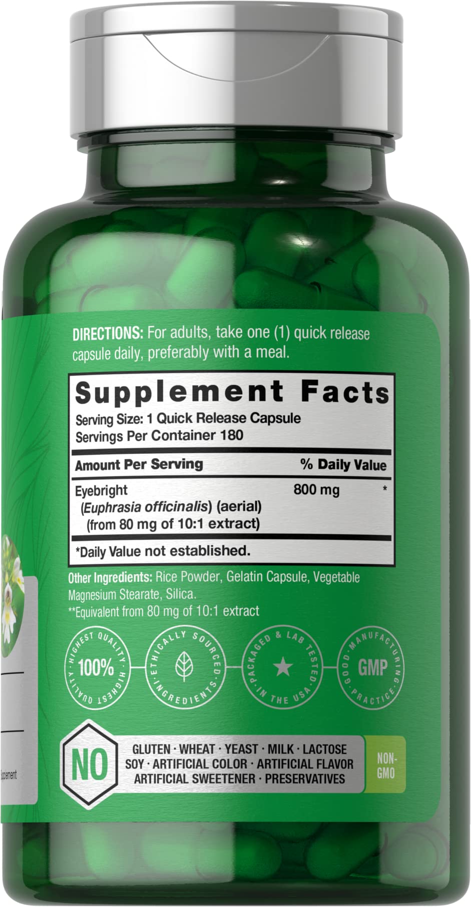 Horbäach Eyebright Herbal Supplement - 180 Capsules - image 2