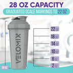 VELOMIX 4 Pack 28oz Protein Shaker Bottle for Protein Mixes