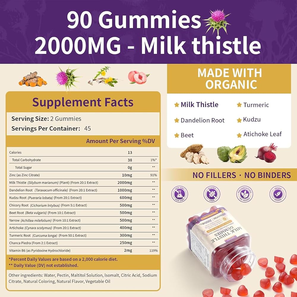 esverco Milk Thistle Gummies with 2000MG Extract