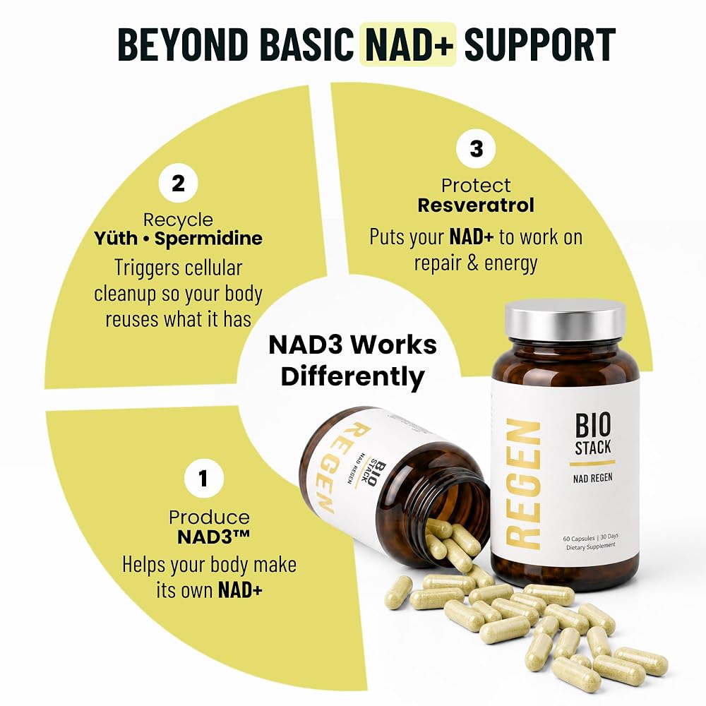 BIOSTACK NAD Regen NAD3 - NMN Supplement Alternative with Resveratrol