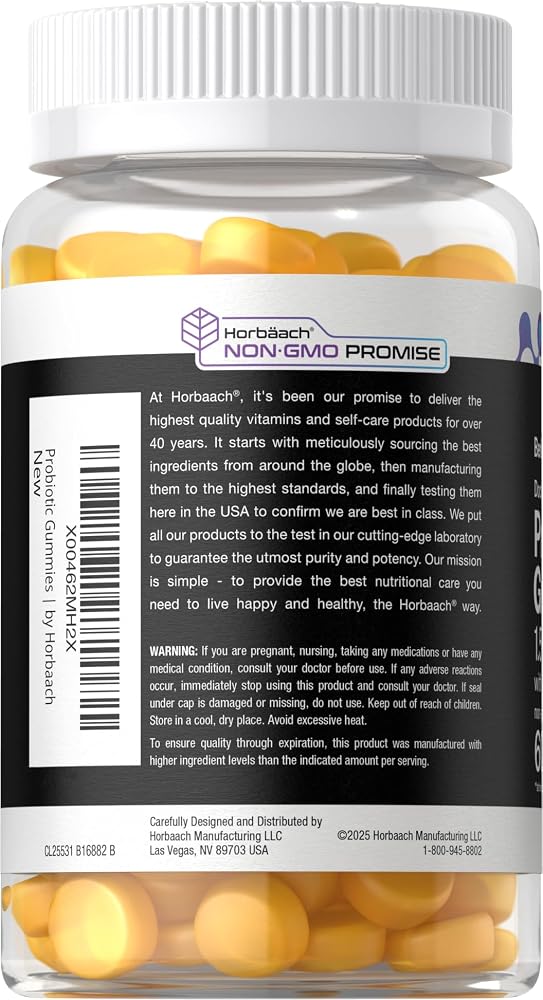 Horbäach Probiotic + Prebiotic Gummies for Women and Men - 60 Count - image 3