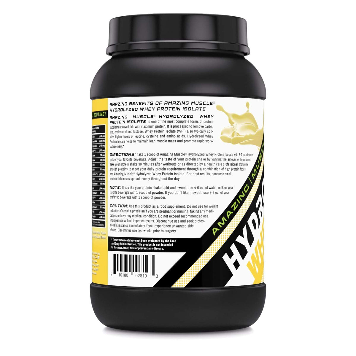 Amazing Muscle Hydrolyzed Whey Protein Isolate - 3 LB Banana - image 2