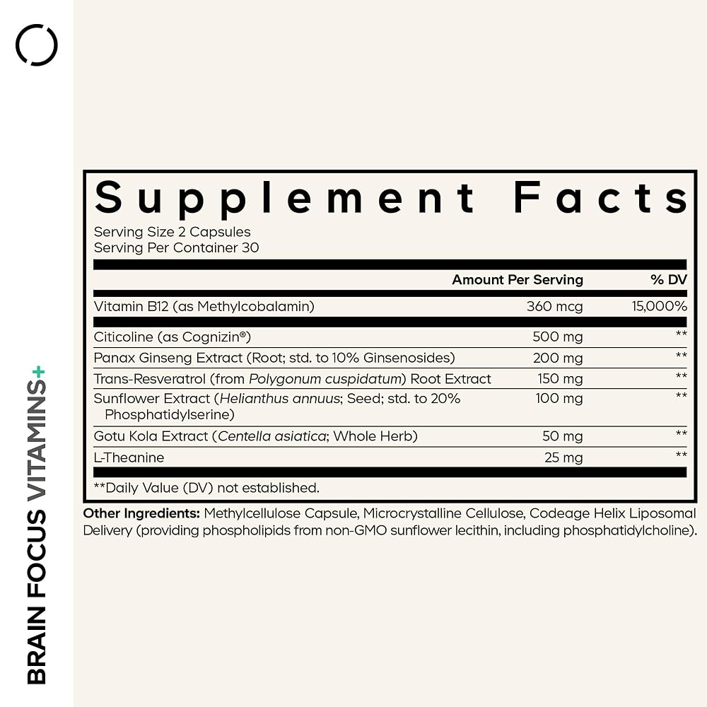 Codeage Brain Focus Vitamins+ Citicoline Cognizin - 60 Capsules - image 2