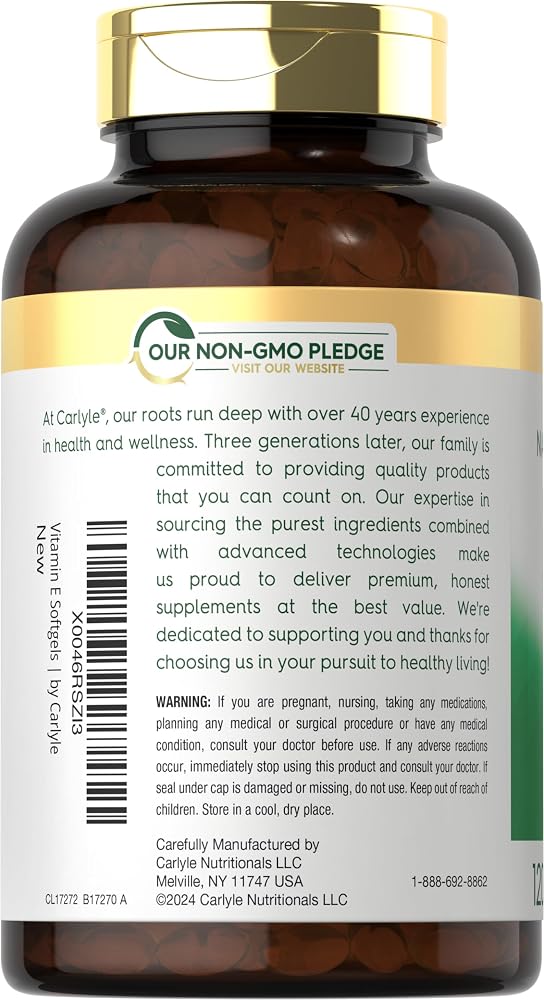 Carlyle Vitamin E 1000 IU with Mixed Tocopherols - 120 Softgels - image 3