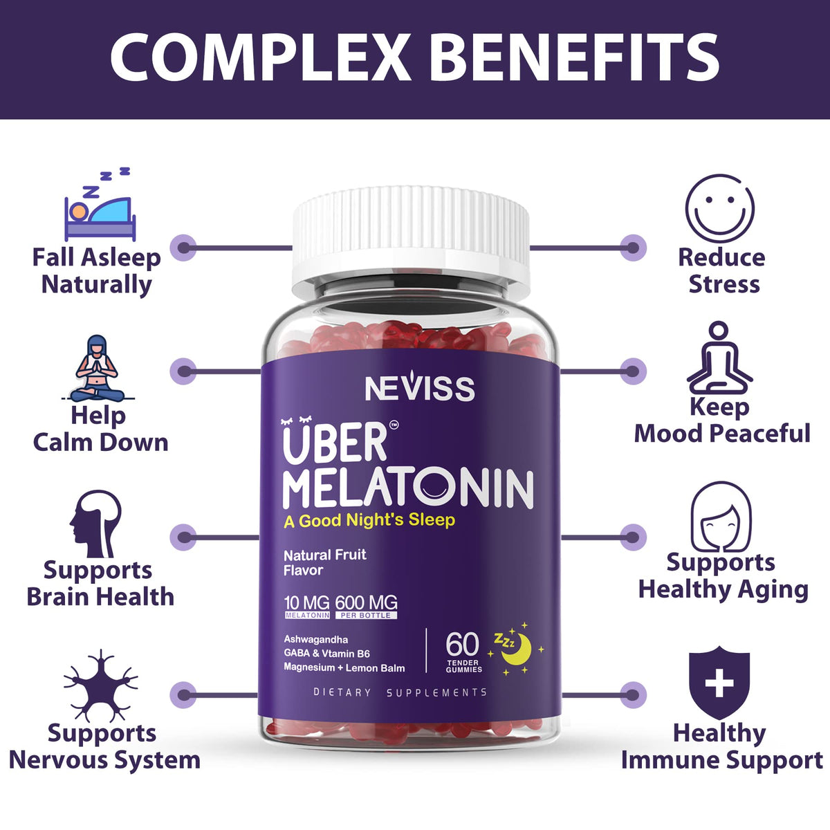 NEVISS Melatonin Gummies 10mg 20mg for Adults