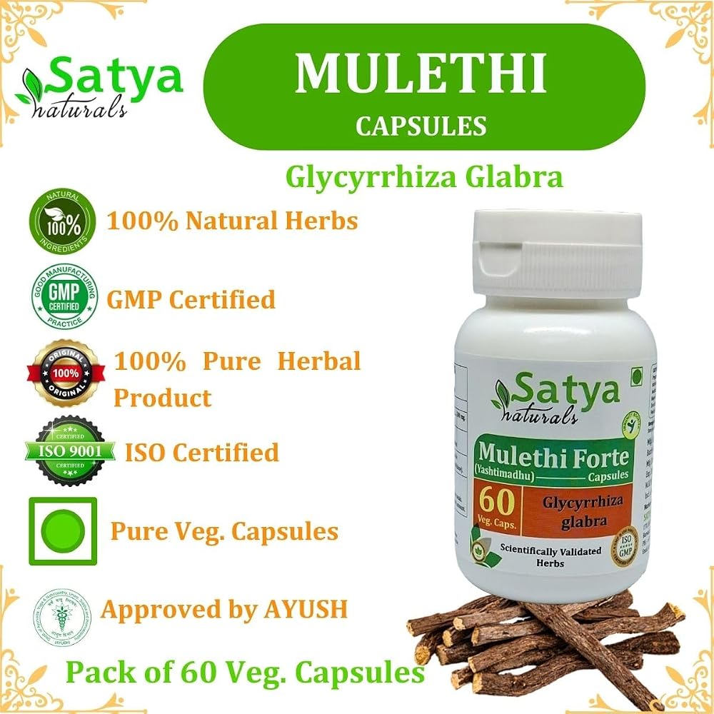Satya Naturals Mulethi Forte Capsules 500 mg. 60 Veg. Capsule