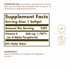 Solgar Vitamin E 268 mg (400 IU) d-Alpha Tocopherol - 100 Softgels - image 2