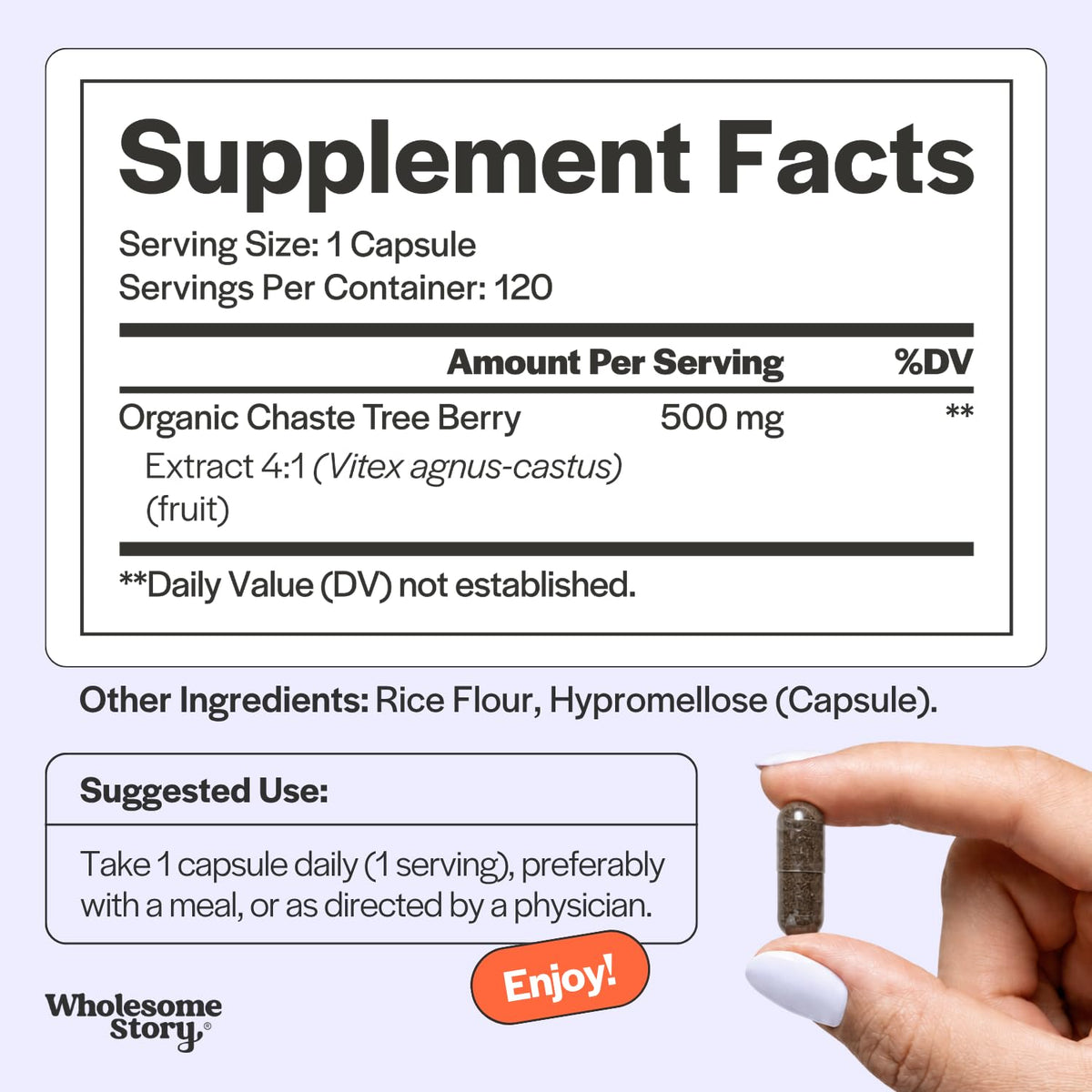 Wholesome Story Vitex Chasteberry Supplement for Women - 120 Capsules - image 4