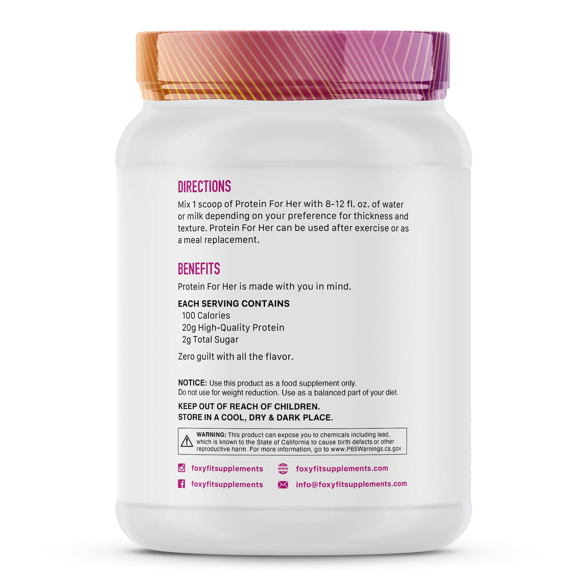 FoxyFit Protein for Her Whey Protein Powder with CLA and Biotin