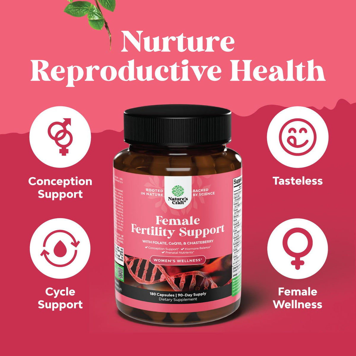 Natures Craft Female Fertility Support Capsules - 180 Count - image 3