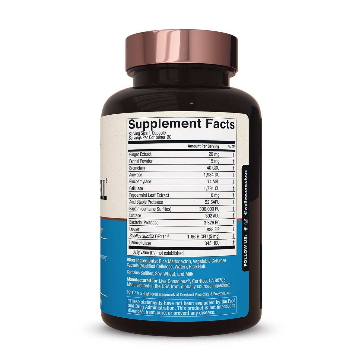 Live Conscious DigestWell Immediate Support Digestive Enzyme - 90 Capsules - image 4