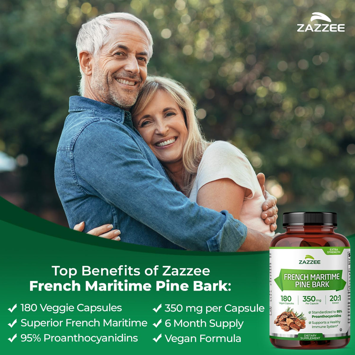 Zazzee Extra Strength French Maritime Pine Bark Extract - 180 Capsules - image 3