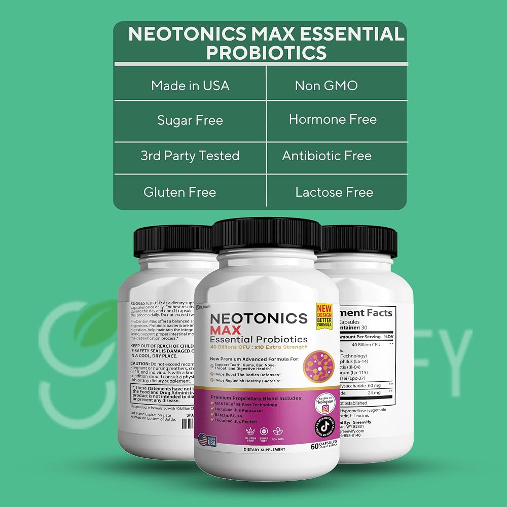 GREENVIFY NeoTonics Max Essential Probiotics for Gums and Teeth - 60 Capsules - image 8