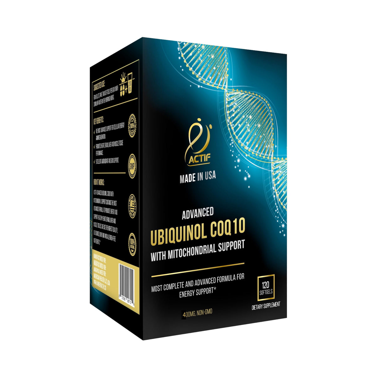 ACTIF Super Ubiquinol CoQ10 200mg Mitochondrial Support - 120 Softgels - image 3