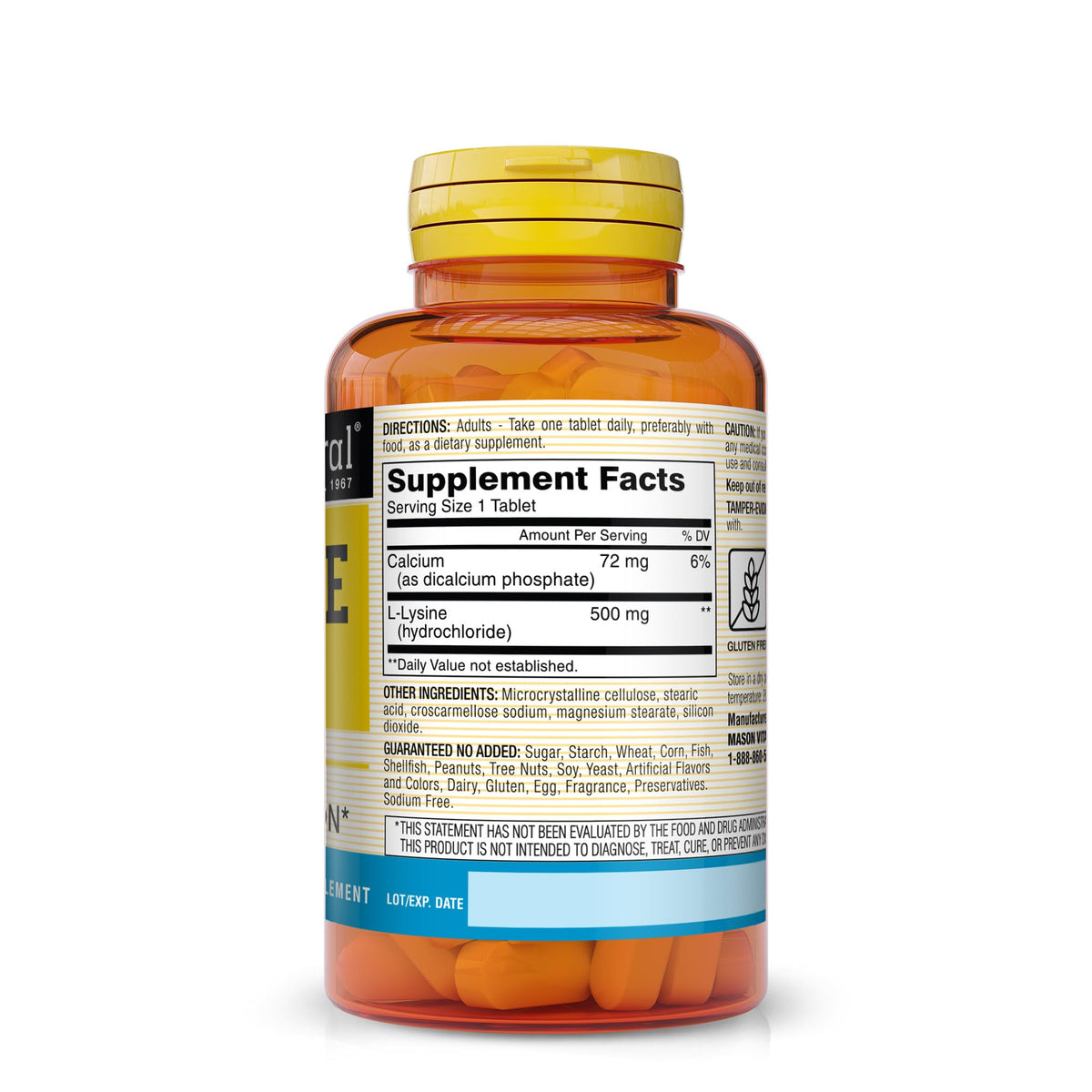 MASON NATURAL L-Lysine 500 mg with Calcium - 100 Tablets - image 2
