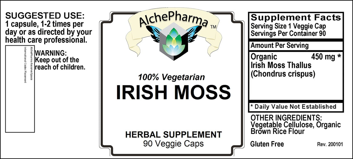 AlchePharma Organic Irish Moss 450mg - 90 Vegetarian Capsules - image 4