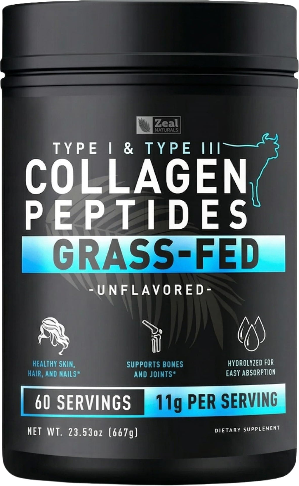 Zeal Naturals Hydrolyzed Collagen Peptides Powder - 60 Servings