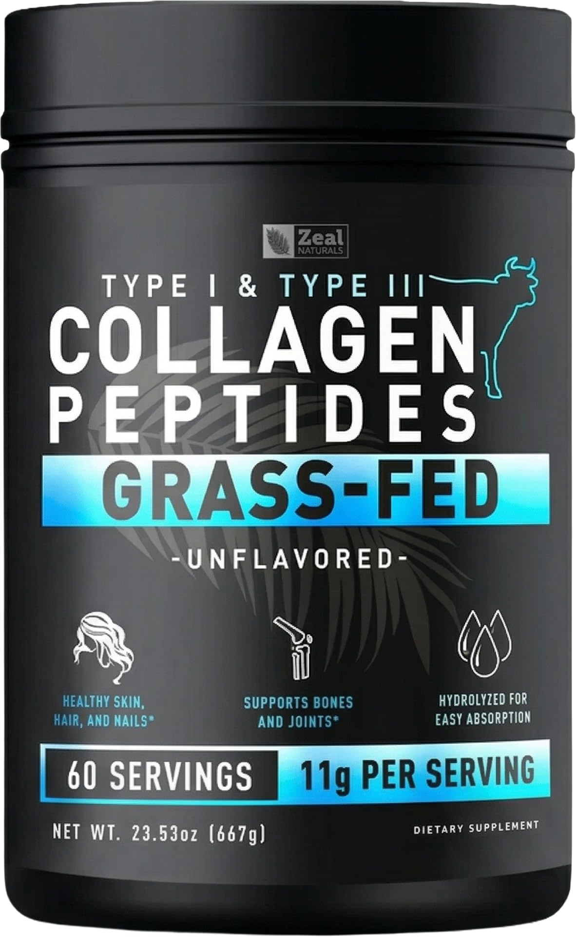Zeal Naturals Hydrolyzed Collagen Peptides Powder - 60 Servings