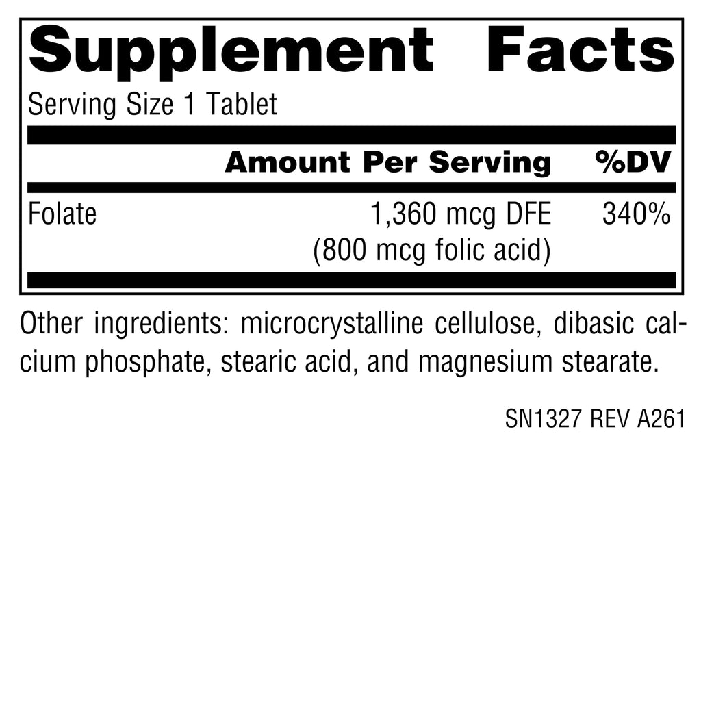 Source Naturals Folic Acid 800 mcg - 200 Vegetarian Tablets - image 2