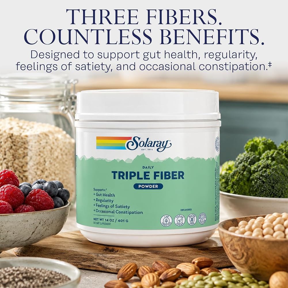 SOLARAY Triple Fiber Powder Digestive Health Support - 30 Servings - image 3