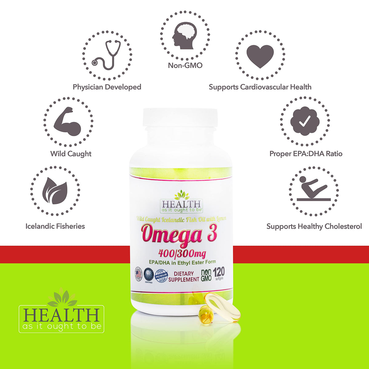Health As It Ought To Be Omega-3 EPA DHA 400/300mg - 120 Capsules - image 3