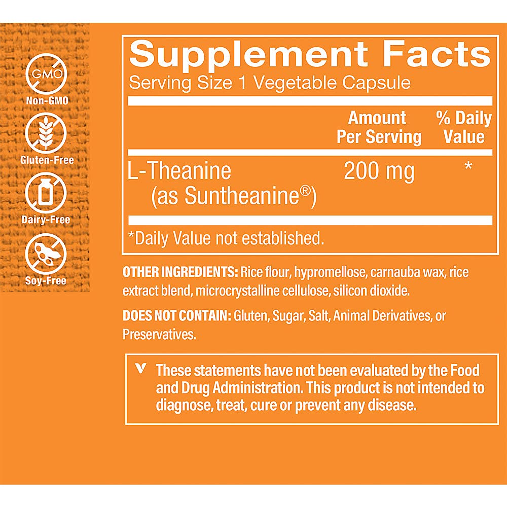 The Vitamin Shoppe L-Theanine 200 MG Calm Focus - 120 Vegetable Capsules - image 2