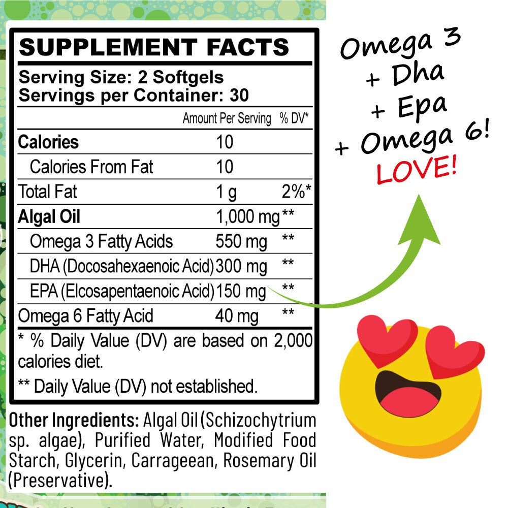 Hippie Farms Vegan Omega 3 Algae Oil with DHA EPA - 60 Capsules - image 2