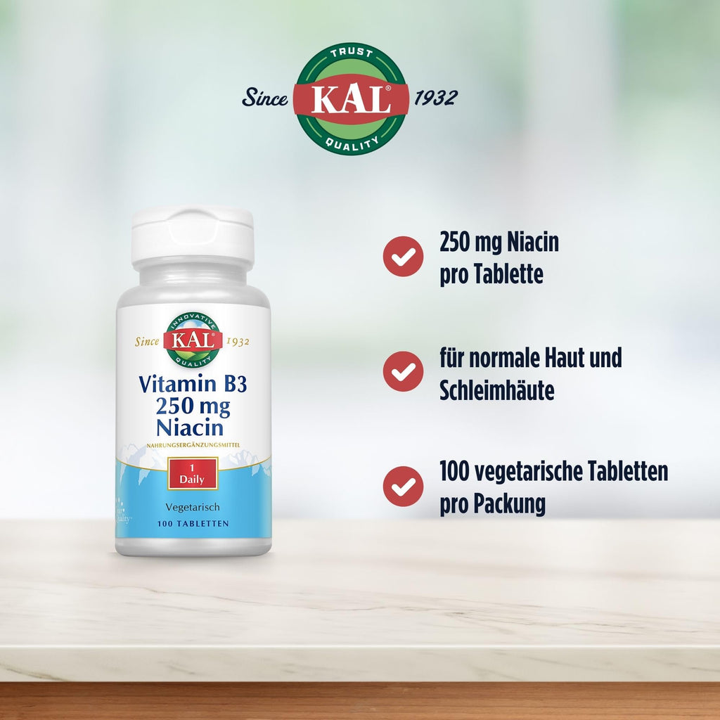 KAL Niacin 250 mg Tablets - 100 Count - image 3