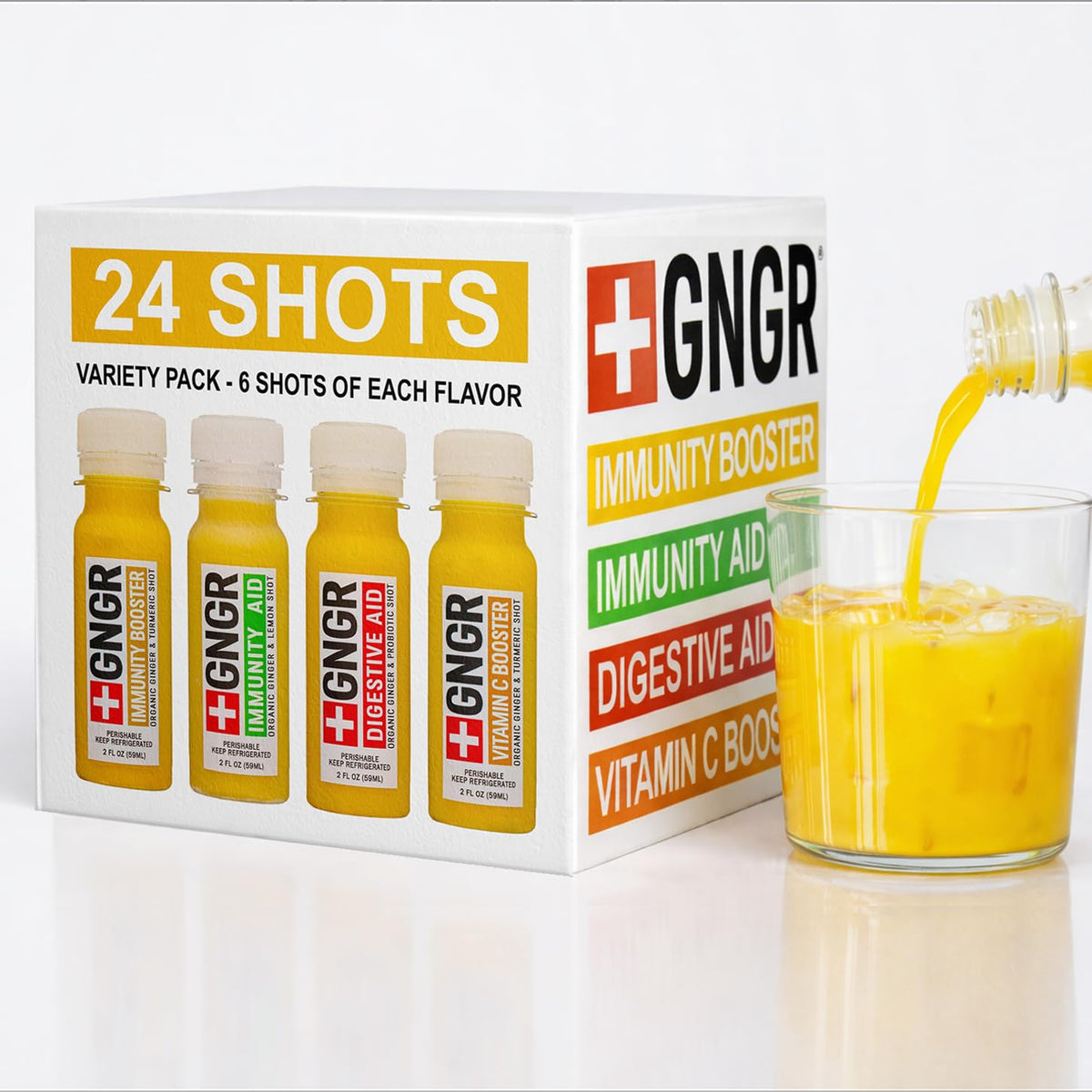 +GNGR 24 Shots Variety Pack of Organic Ginger Shots - Cold Pressed