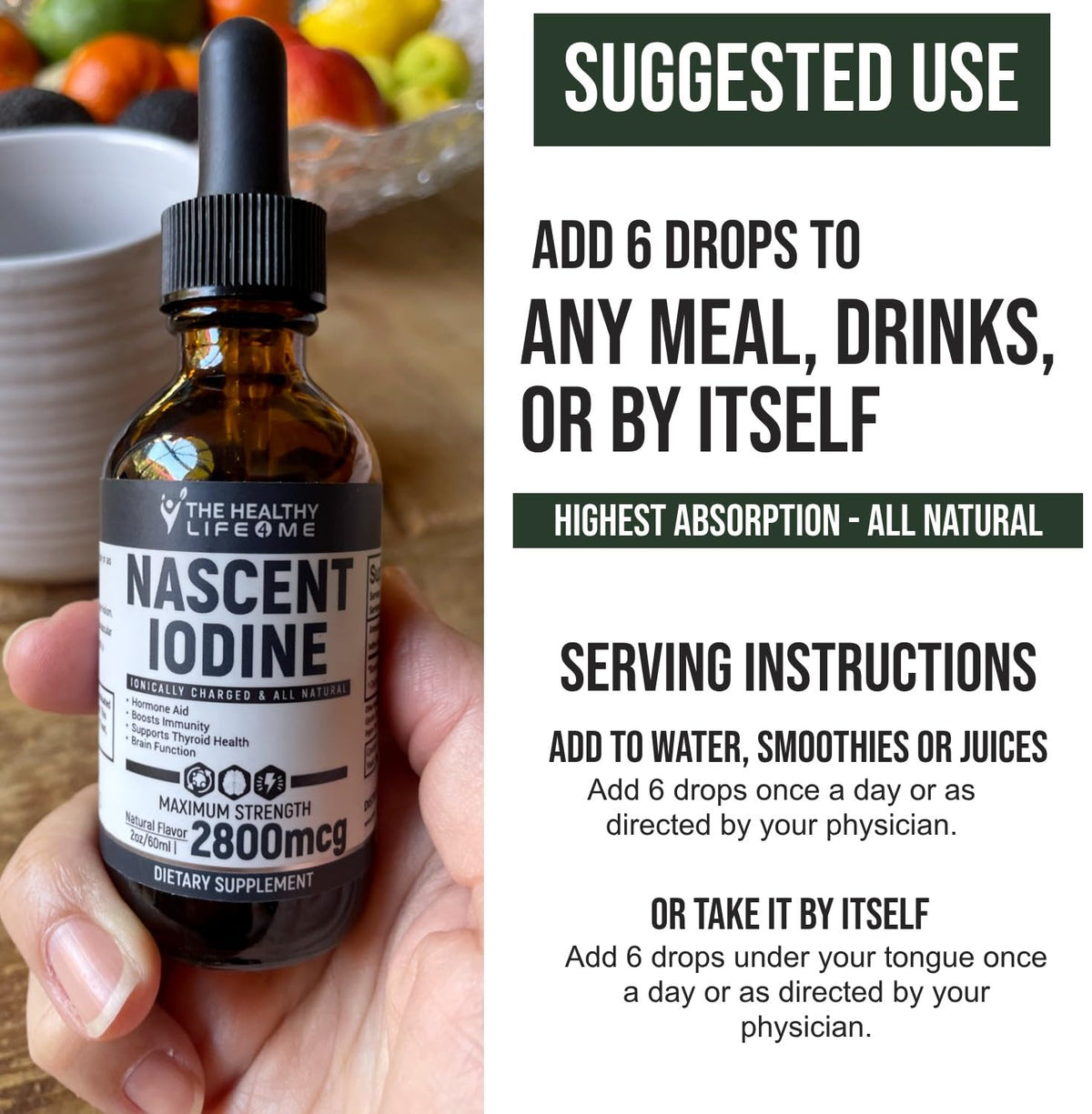 THE HEALTHY LIFE 4 ME Nascent Iodine Drops 2800mcg - 2 Fl Oz - image 9