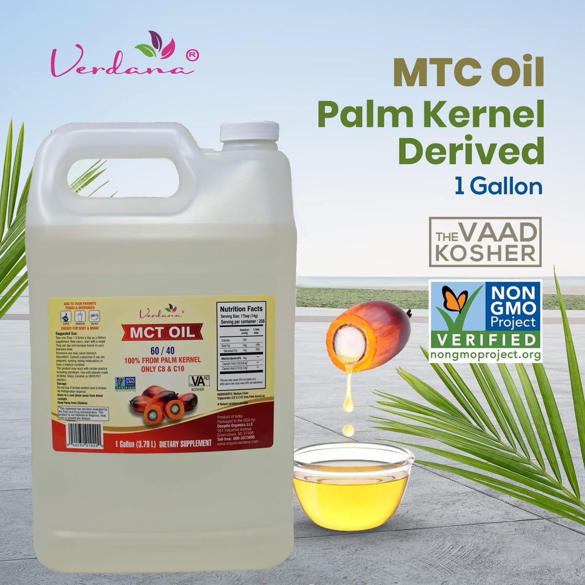 Verdana Food Grade MCT Oil C8/C10 for Energy - 128 Fl Oz - image 2