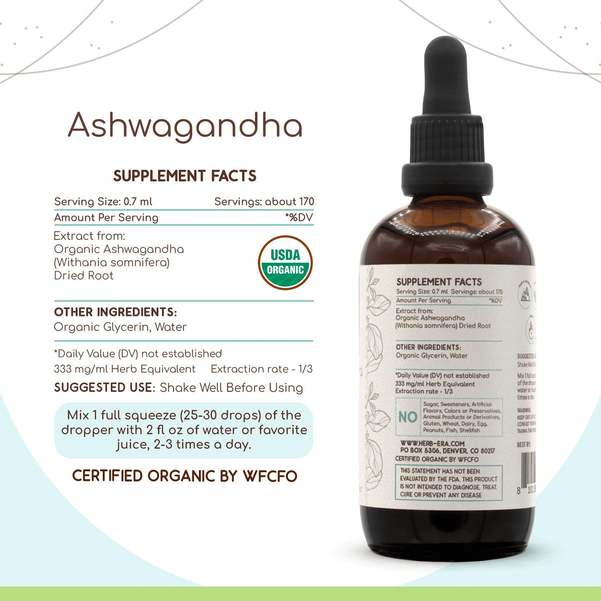 HerbEra Ashwagandha Alcohol-Free Herbal Extract Tincture