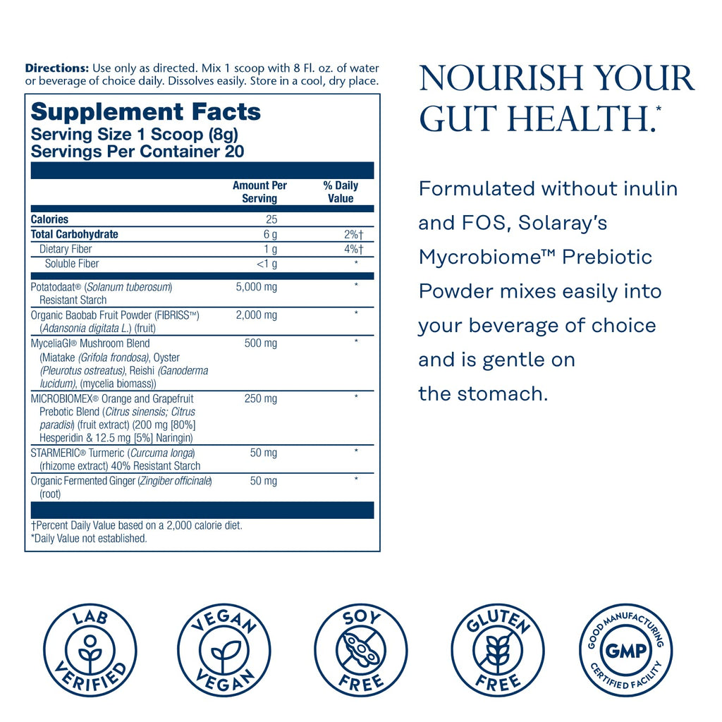 SOLARAY Mycrobiome Prebiotic Powder