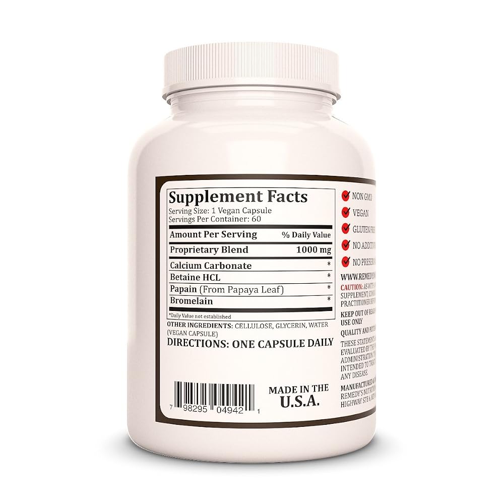 Remedy’s Nutrition Remedy's Nutrition Betaine HCL 1000 mg - 60 Capsules - image 2
