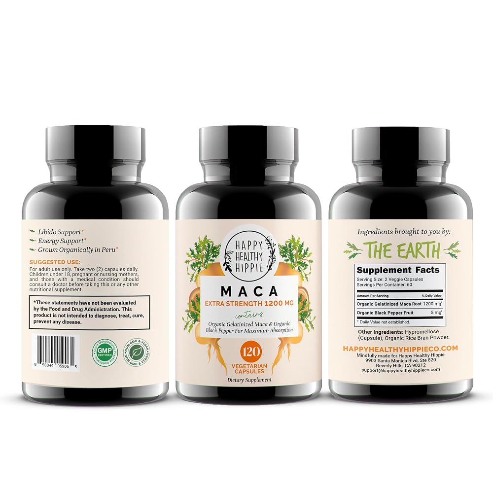 Happy Healthy Hippie Organic Maca Root Capsules 1200 mg - 120 Count - image 9