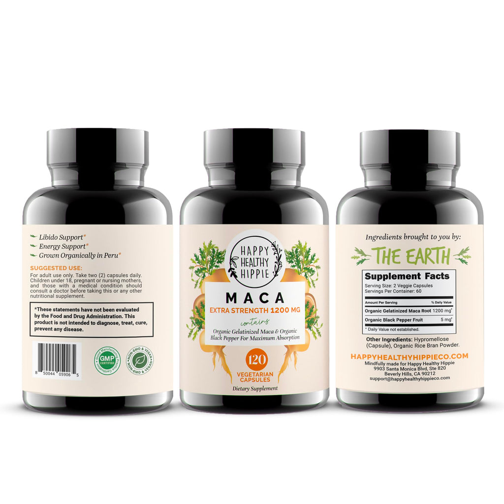 Happy Healthy Hippie Organic Maca Root Capsules 1200 mg - 120 Count - image 9