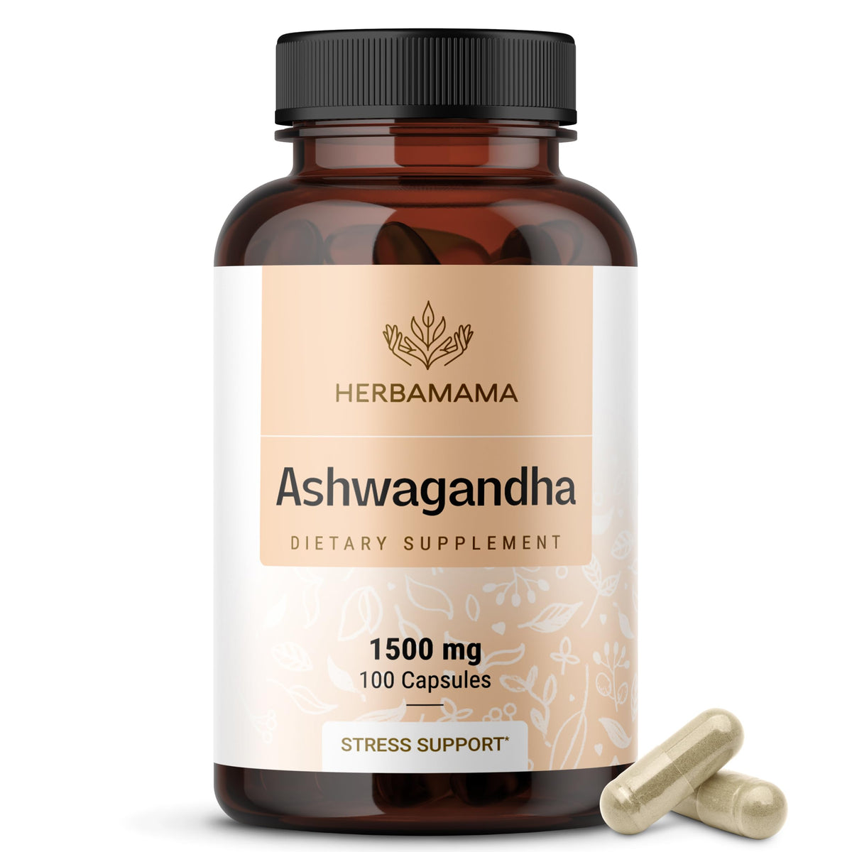 HERBAMAMA Ashwagandha Root Capsules for Mood & Relaxation - 100 Count