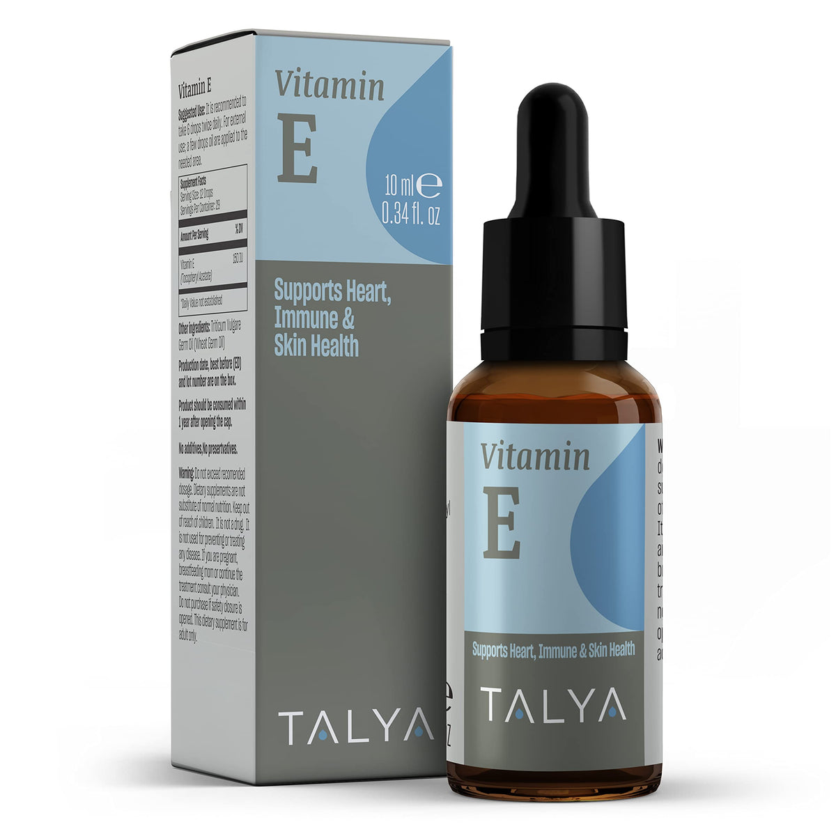 TALYA Vitamin E Liquid Drops for Skin & Heart Health - 0.34 fl oz