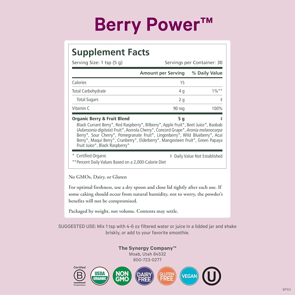 PURE SYNERGY Berry Power Organic Berry & Fruit Powder - 5.3 oz - image 2